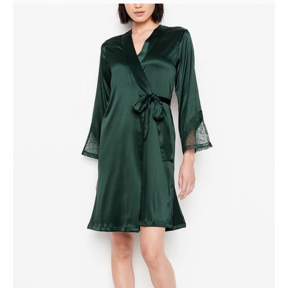 Victoria's Secret Dark Green Lace Back Robe XL XXL
